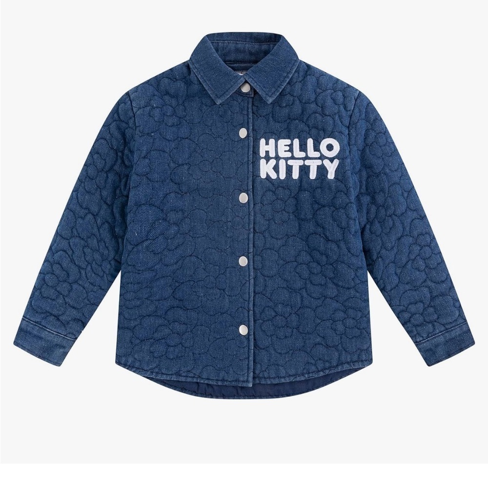 Hello Kitty Blue Quilted Jacket Snap Front Size 5/6